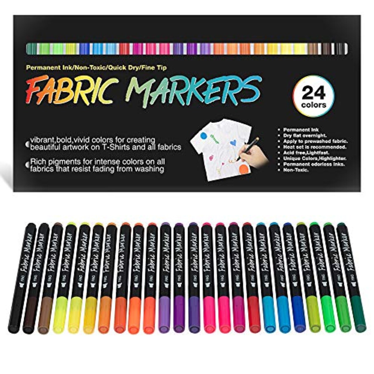 JR.WHITE Fabric Markers Permanent for T Shirts Baby Clothes